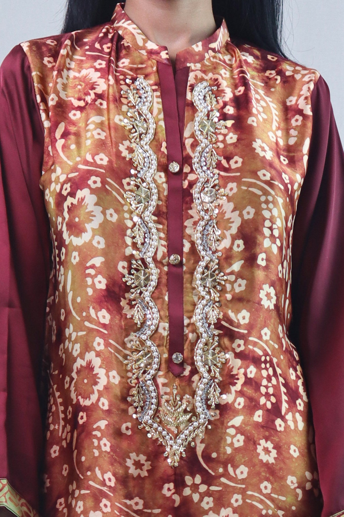 MAROON COLORED PURE SILK TOP
