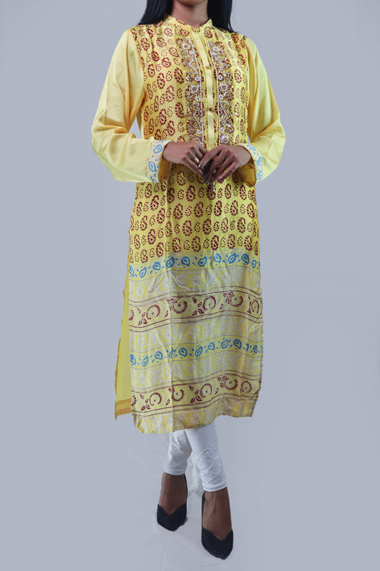 YELLOW COLORED PURE SILK TOP